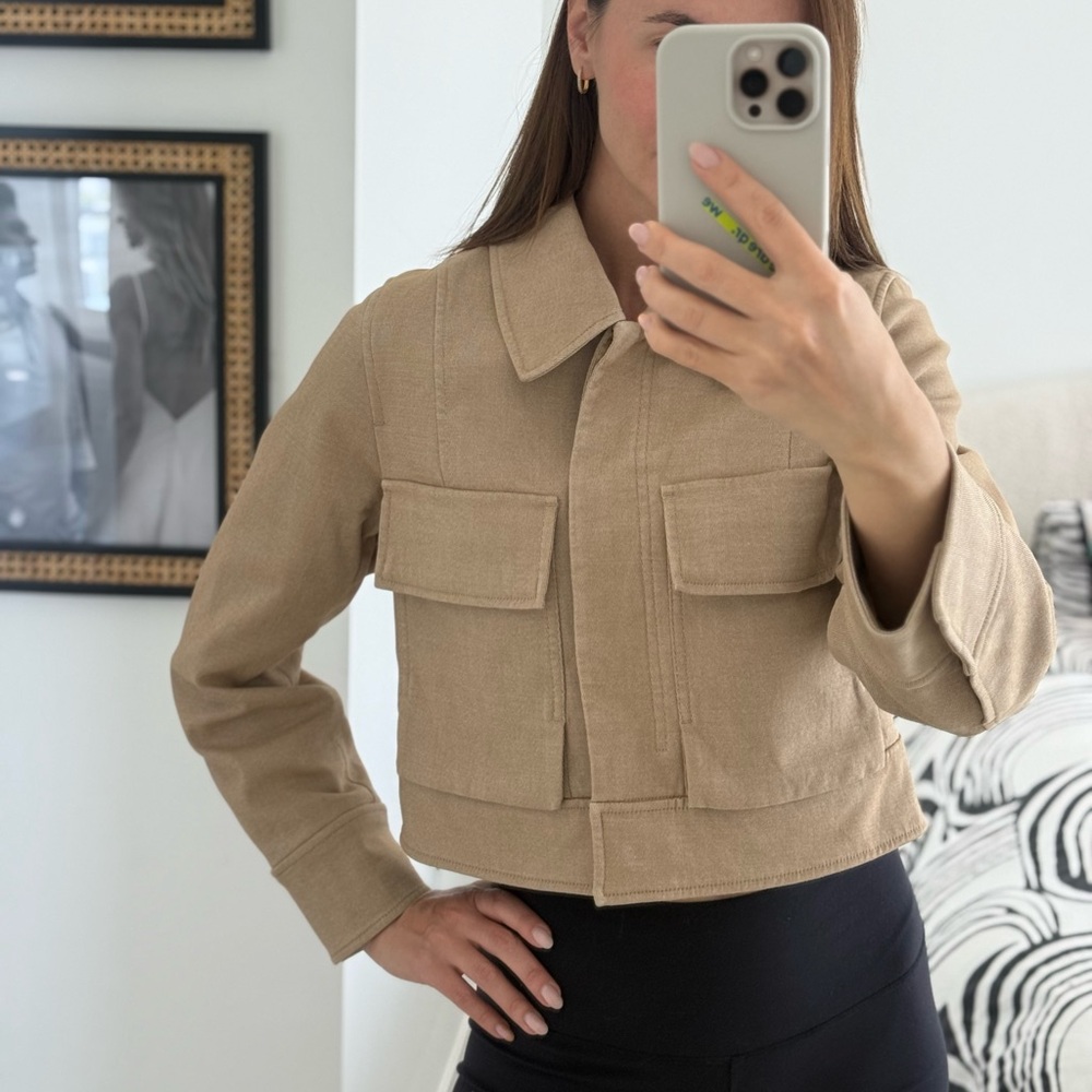 COS Beige Cropped Utility Jacket